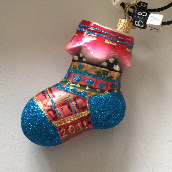 Mackenzie Childs 2011 Baby Sock Glass Ornament NWT - Picture 3 of 4